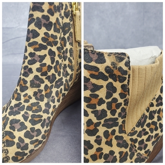 TOMS Sadie Tan Classic Leopard print Suede Women's Wedge heel Boot Size 8.5 - Picture 12 of 15